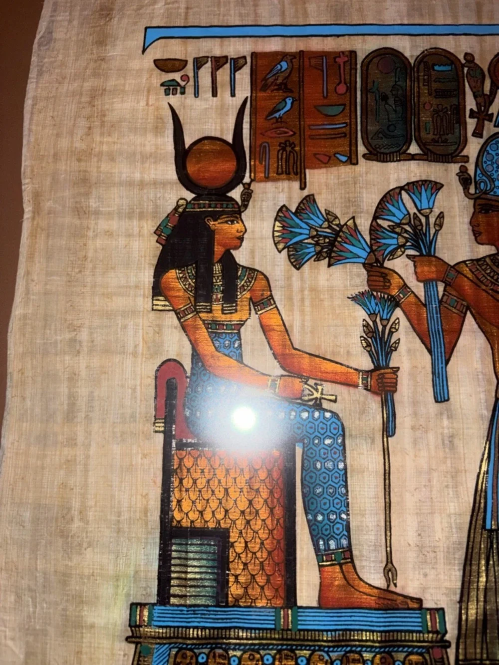 Egyptian Papyrus Wall Art - Blue and Gold